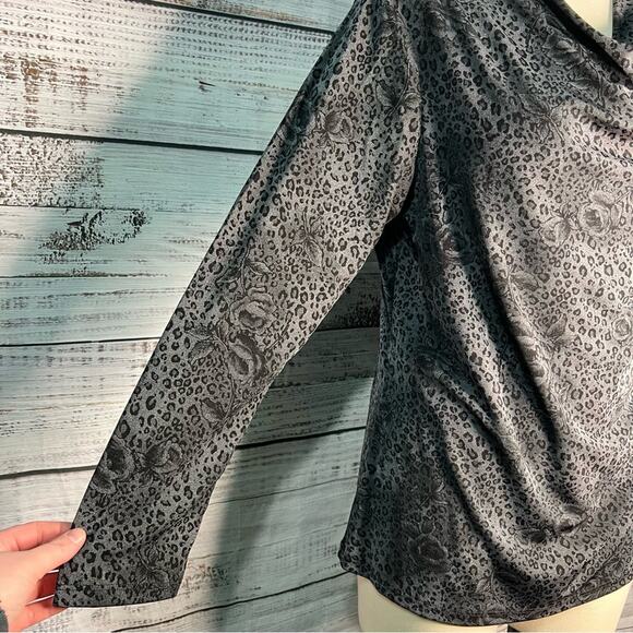 Y2K Cowl Neck Animal Print Rose Whimsigoth Top Nexxen 2 XL - Picture 3 of 6